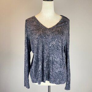 Rails Womens Charcoal Snakeskin Print Top Size XL Long Sleeve Shirt